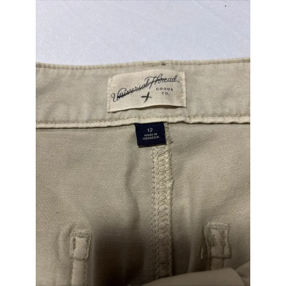 Universal Thread Women's 12 Beige Wide Leg Pants Festival Baggy Y2K 90's Neutral